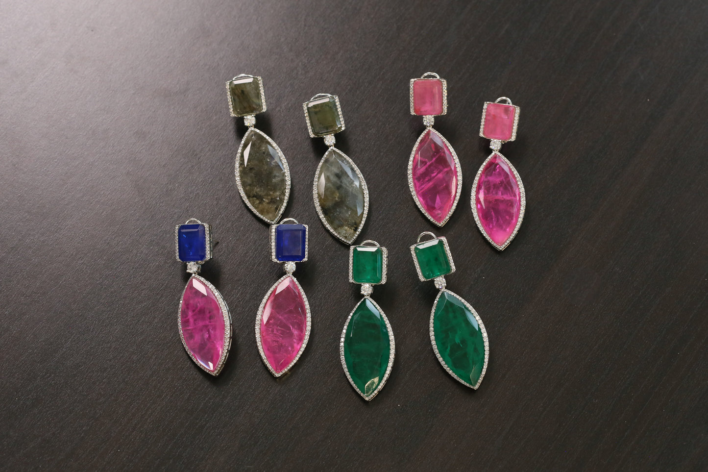 Anjani Doublet Silver Finish Earrings (101-82)