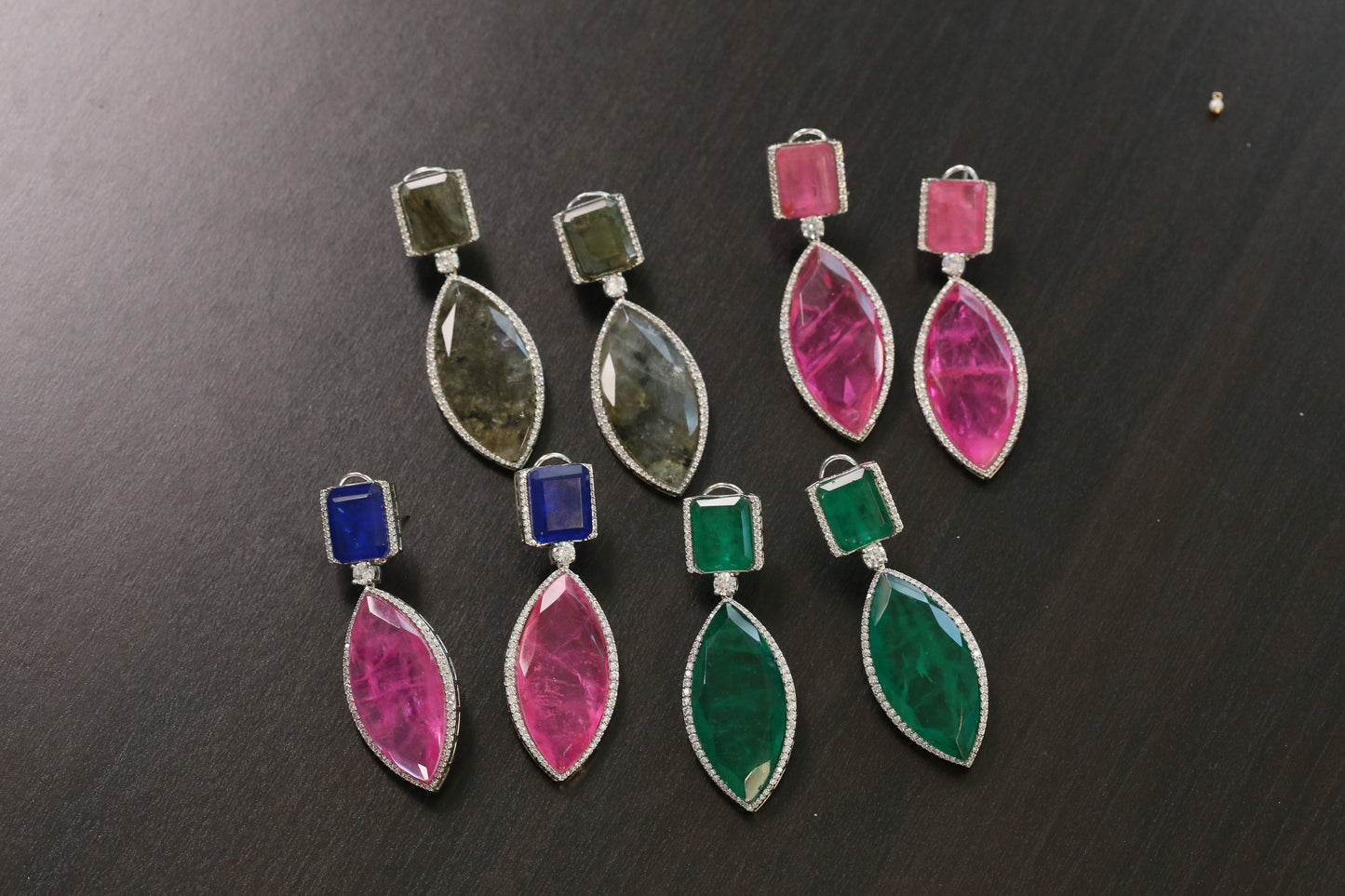 Anjani Doublet Silver Finish Earrings (101-82)