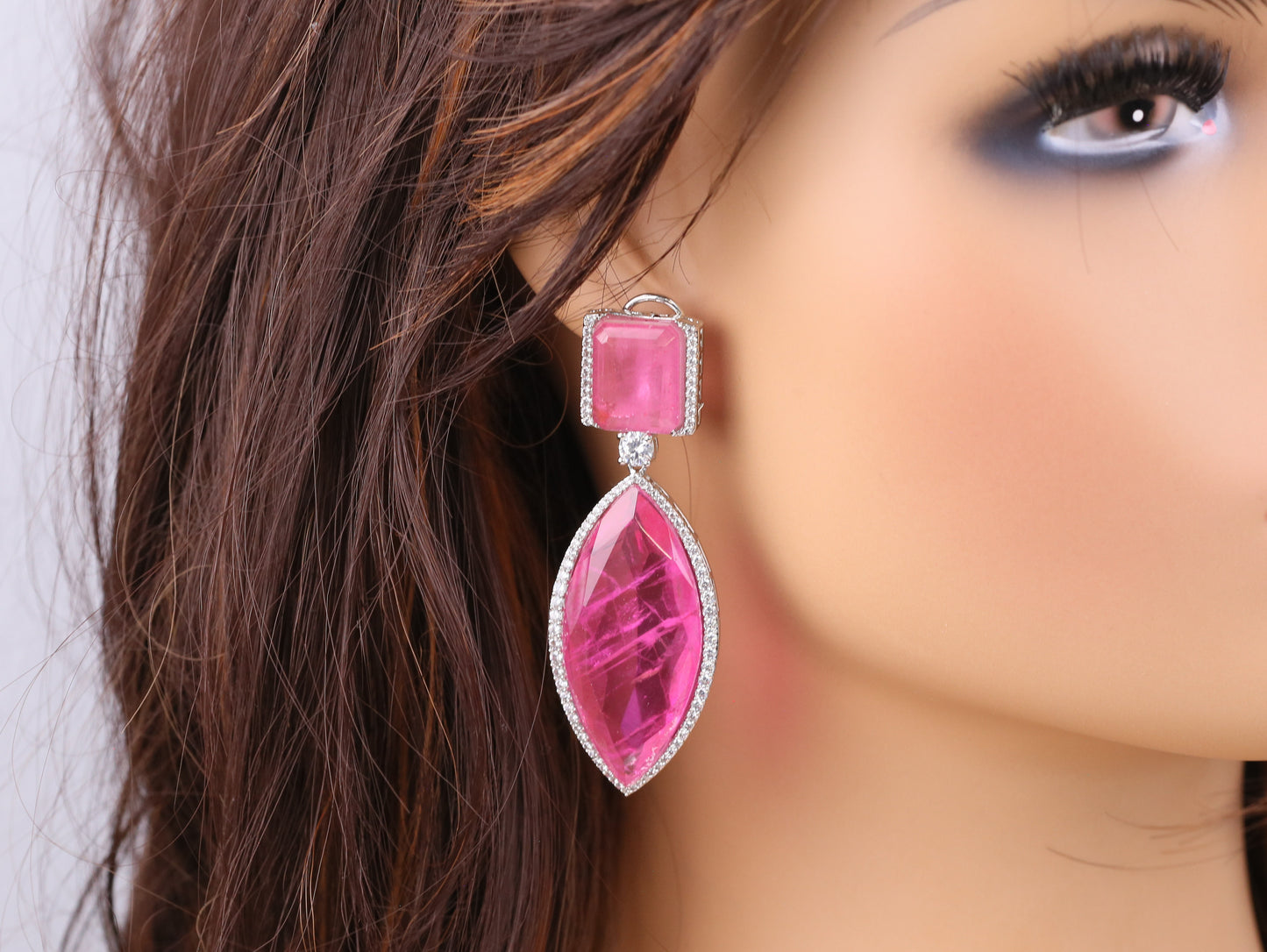 Anjani Doublet Silver Finish Earrings (101-82)