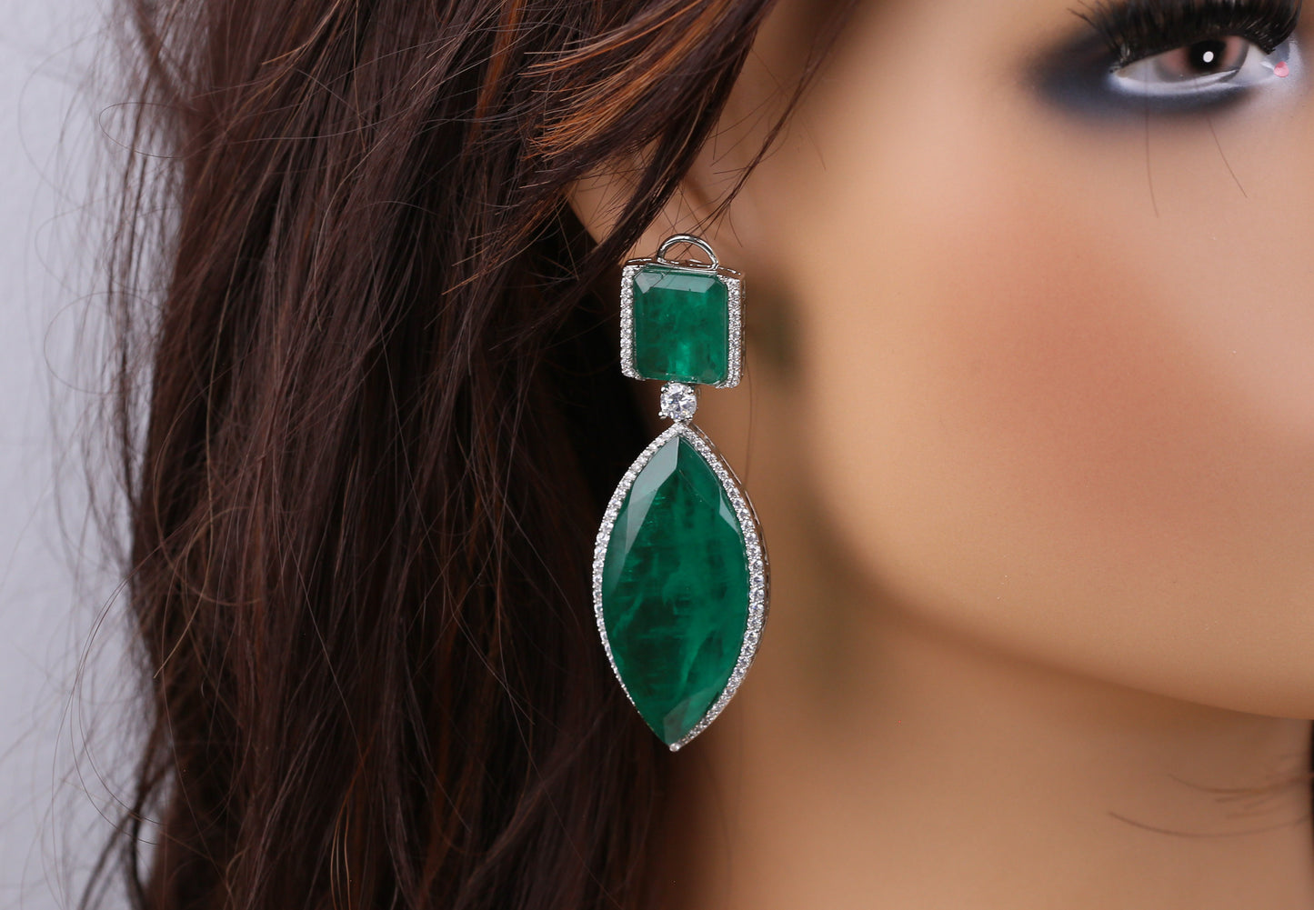 Anjani Doublet Silver Finish Earrings (101-82)