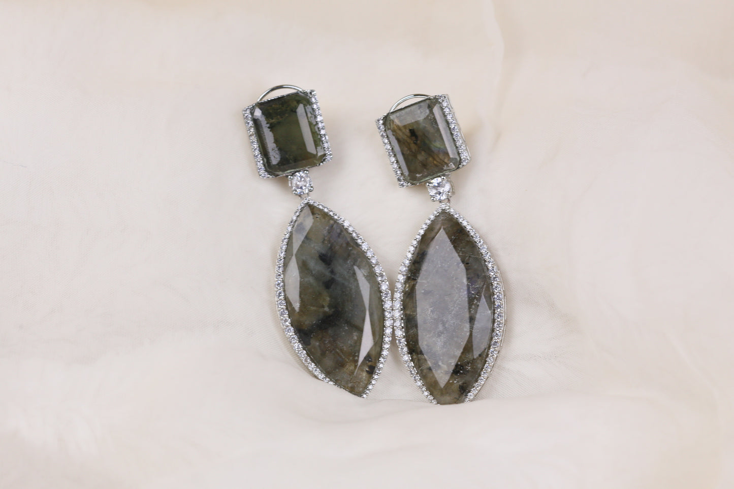 Anjani Doublet Silver Finish Earrings (101-82)