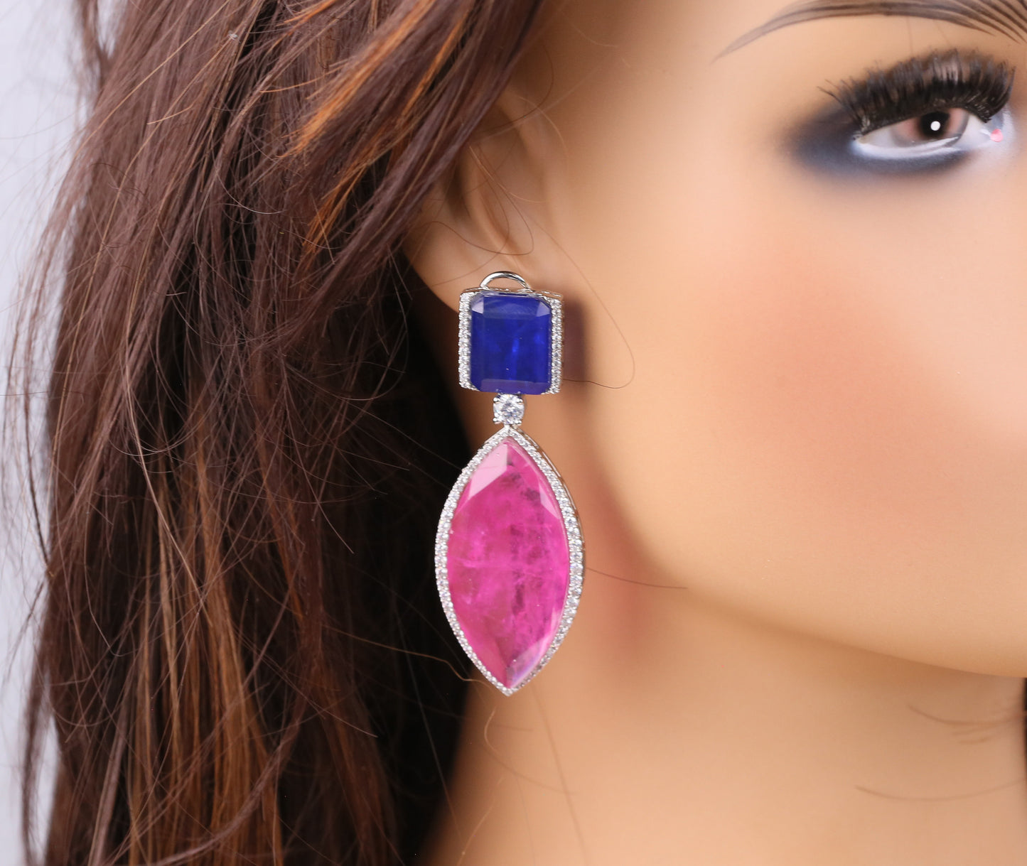 Anjani Doublet Silver Finish Earrings (101-82)