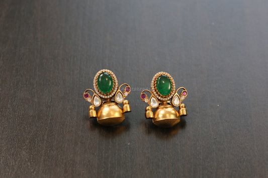 Gargi Antique Gold Designer Earrings - Green(101-85)
