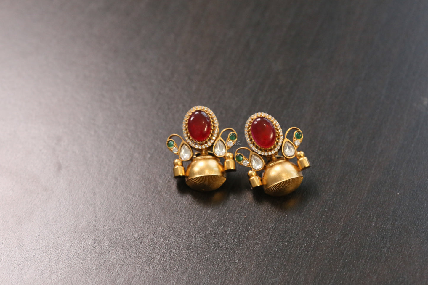 Gargi Antique Gold Designer Earrings -Ruby (101-86)