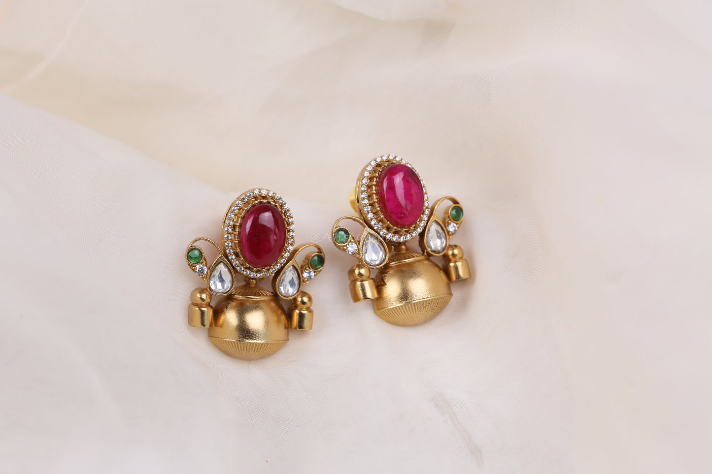 Gargi Antique Gold Designer Earrings -Ruby (101-86)