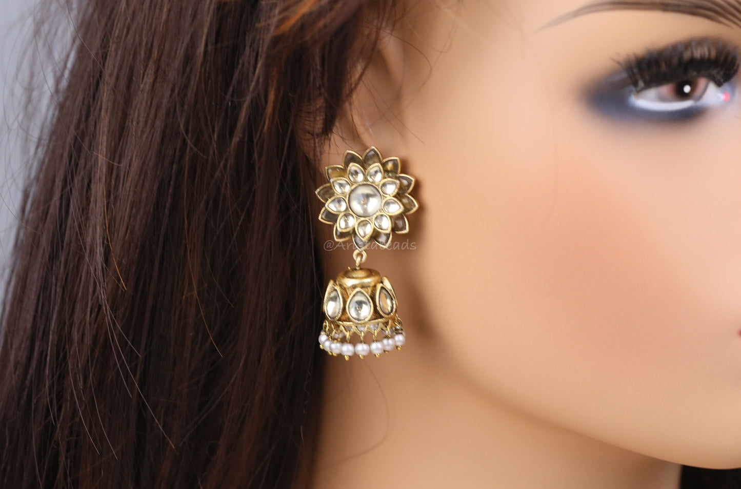 Surya Vintage Gold Jadau Kundan Jhumka (V103-01)