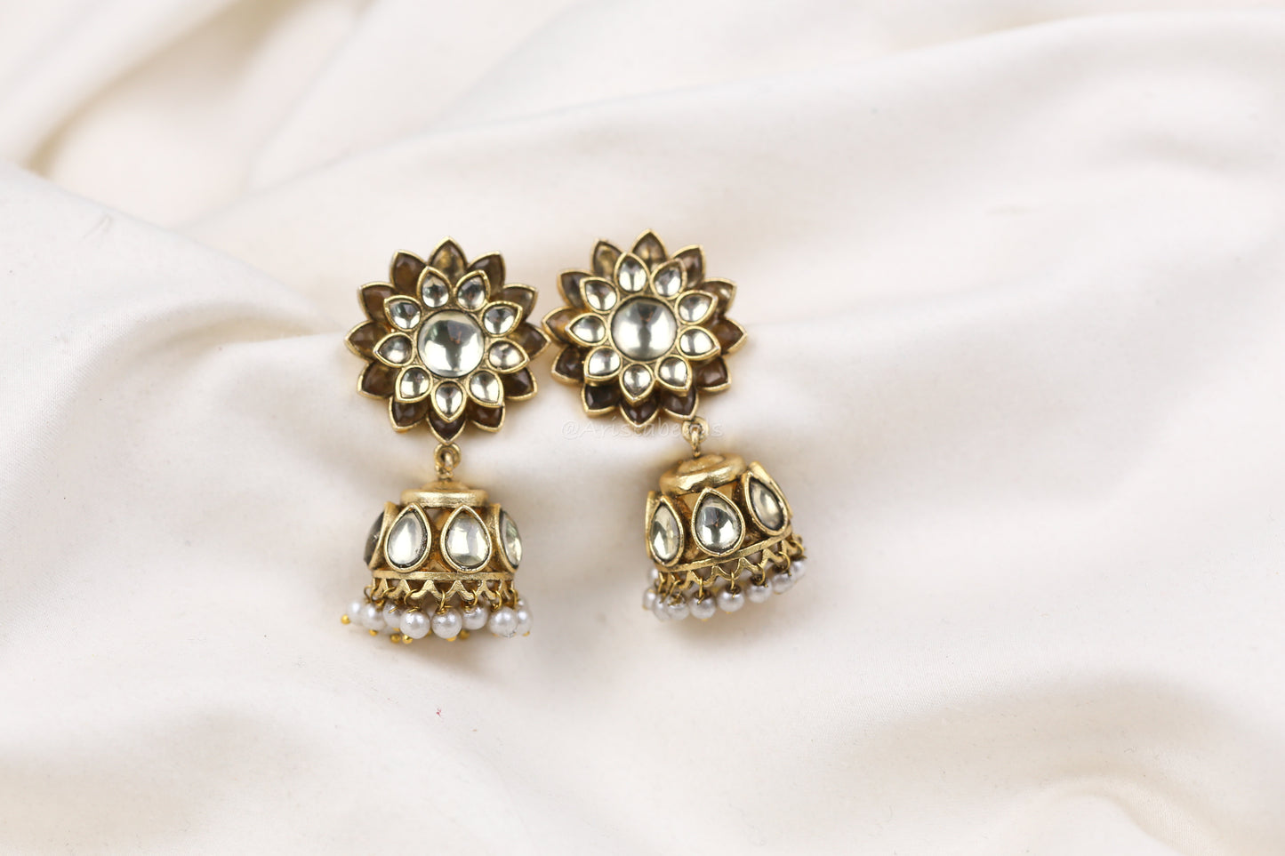 Surya Vintage Gold Jadau Kundan Jhumka (V103-01)