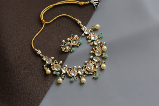 Mayura Enamel Kundan Necklace Set