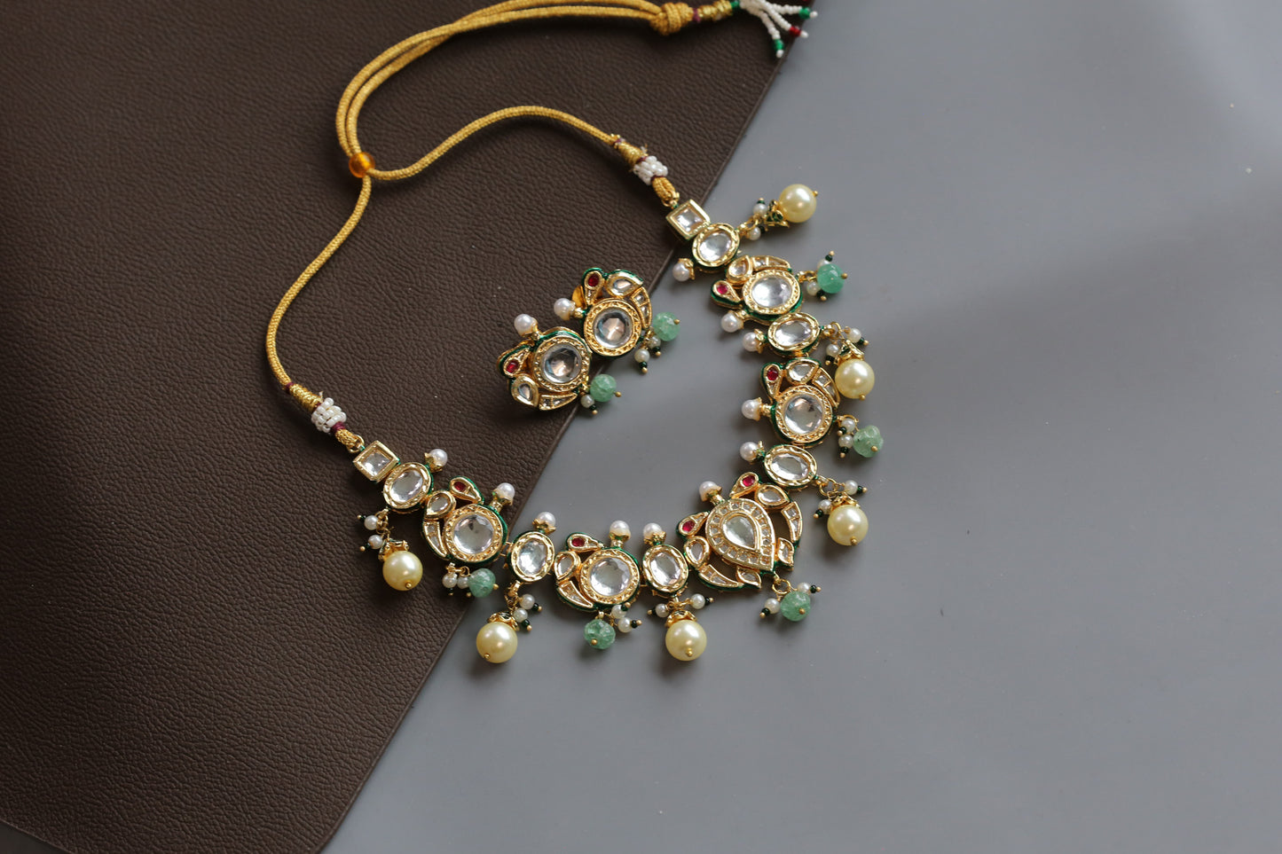 Mayura Enamel Kundan Necklace Set