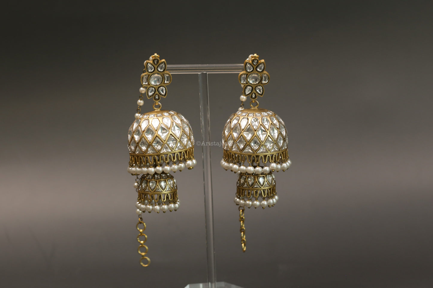 Mahira Vintage Polish Layered Jhumka