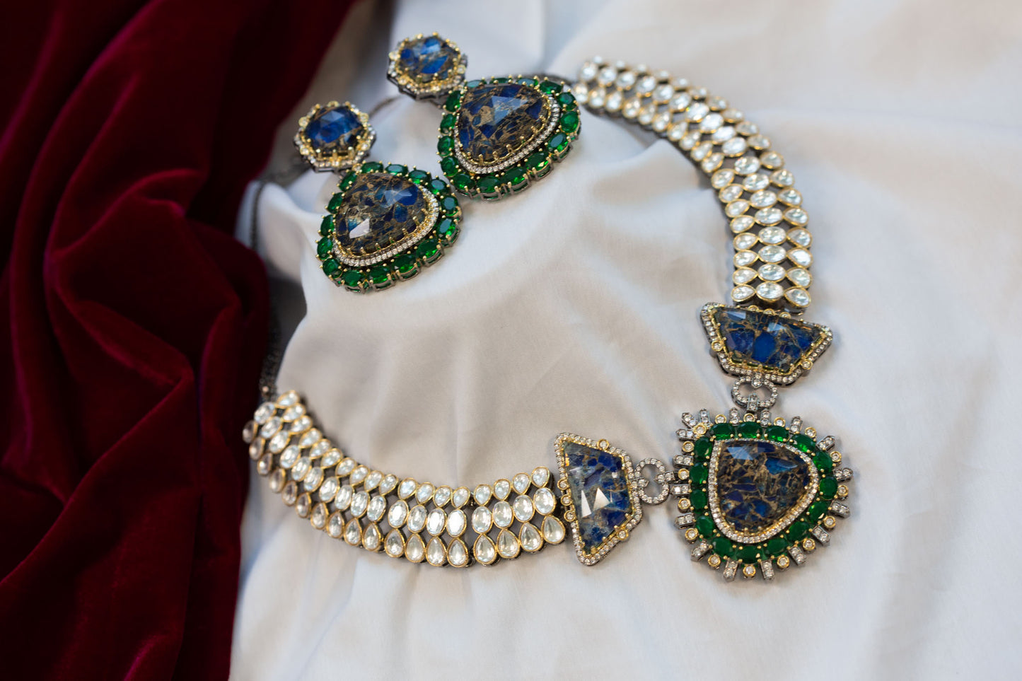 Mosaic Doublet & Kundan Necklace Set