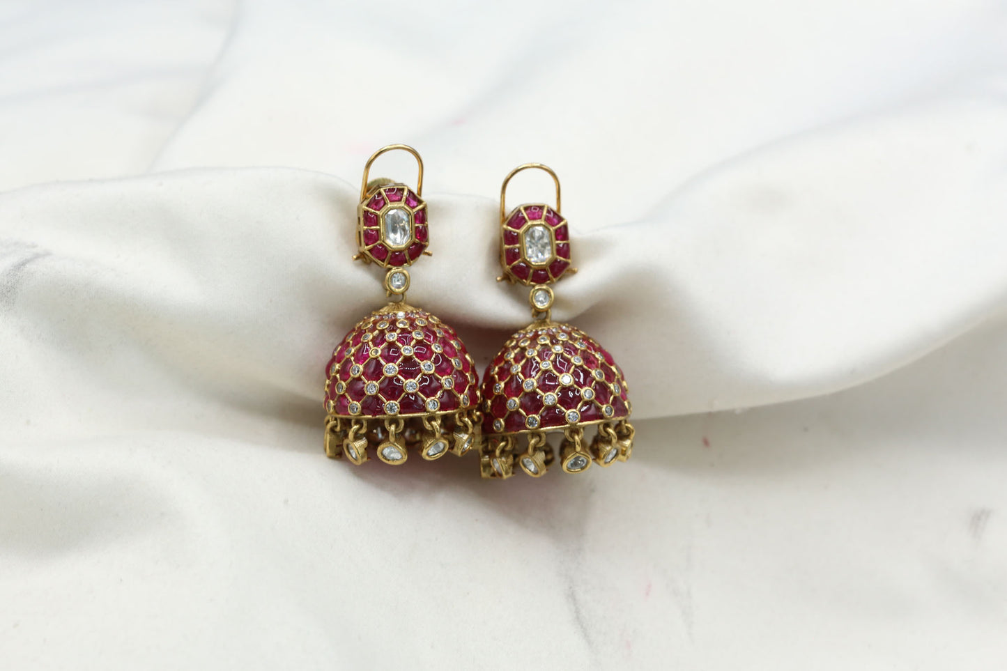 Takkar Kundan Polki Kundan Jhumka - Ruby