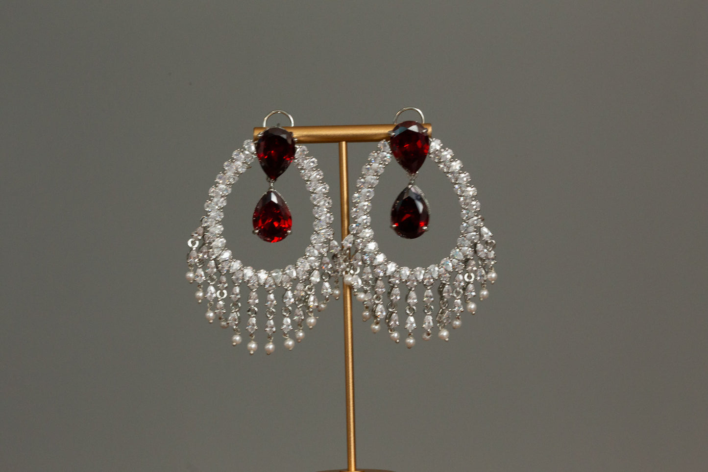 Alia Bhatt CZ Earrings - Red