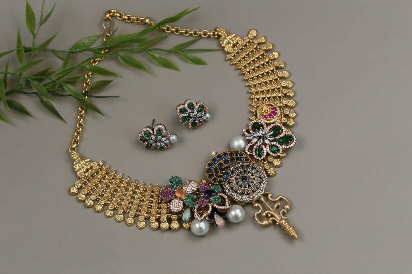 Radha Fusion Necklace (104-21) - Blue
