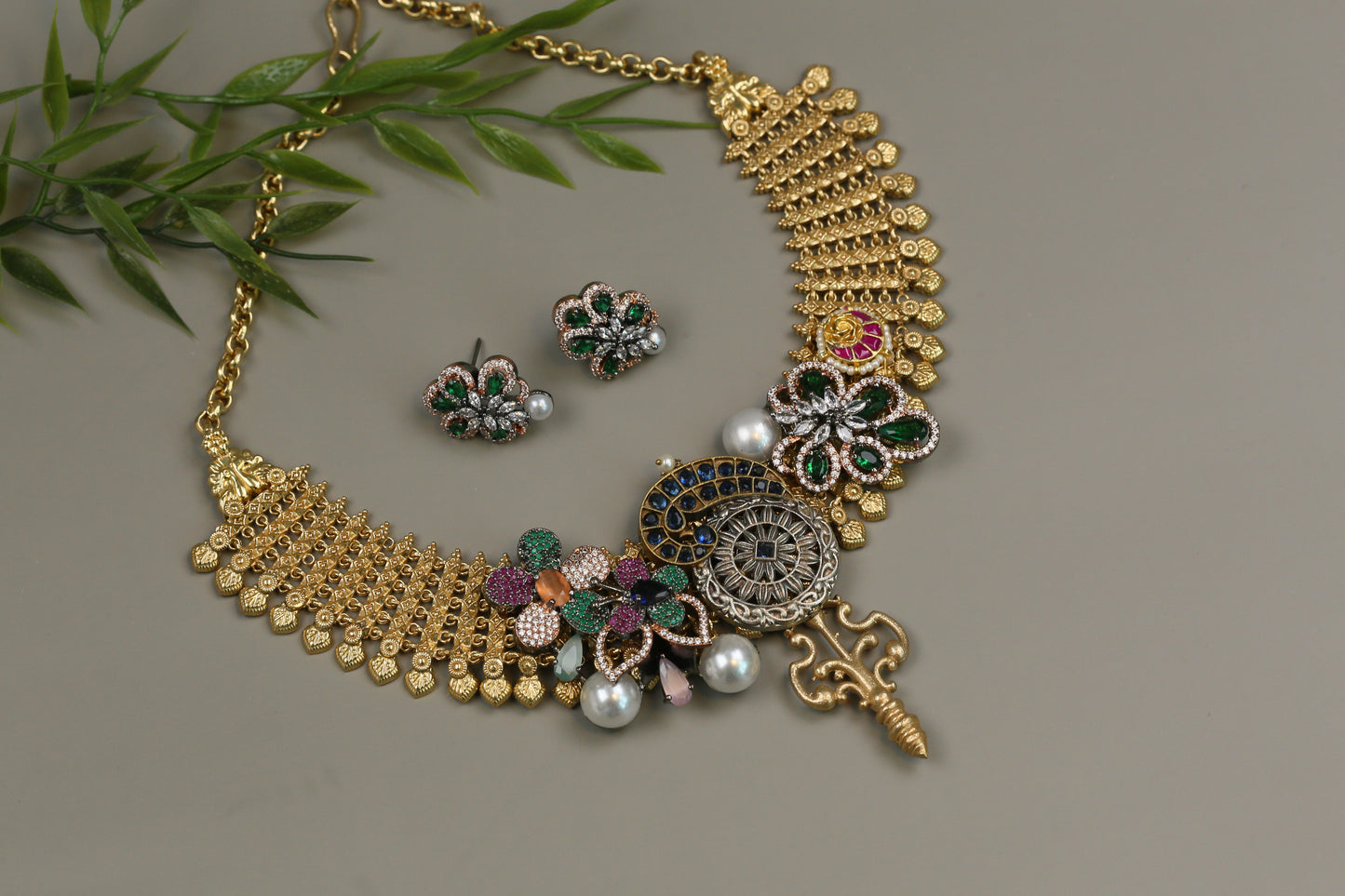 Radha Fusion Necklace (104-21) - Blue