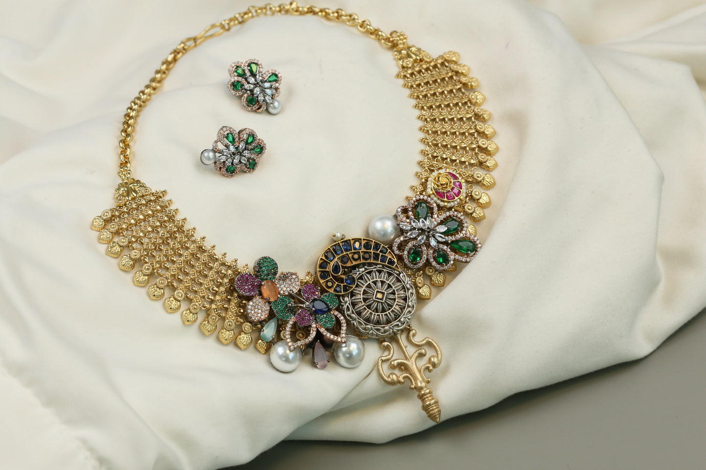 Radha Fusion Necklace (104-21) - Blue