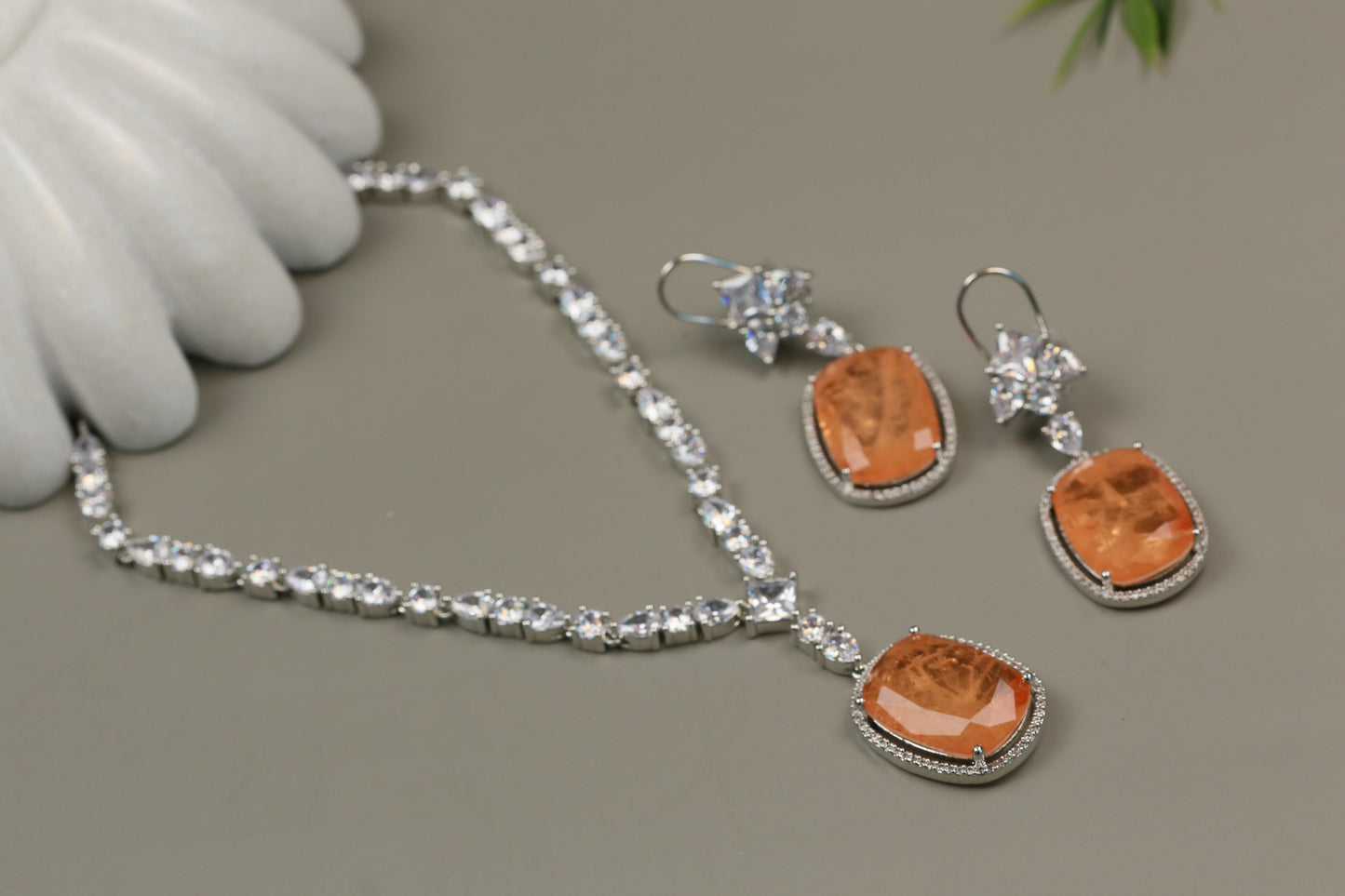 Sunidhi Premium CZ & Doublet Set (104-26) -Orange