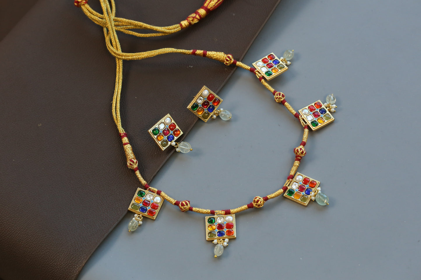 Navratan Jadau Kundan Necklace Set