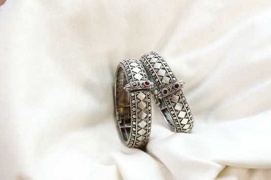 Lalita Silver Looka Alike Bangle  - Red