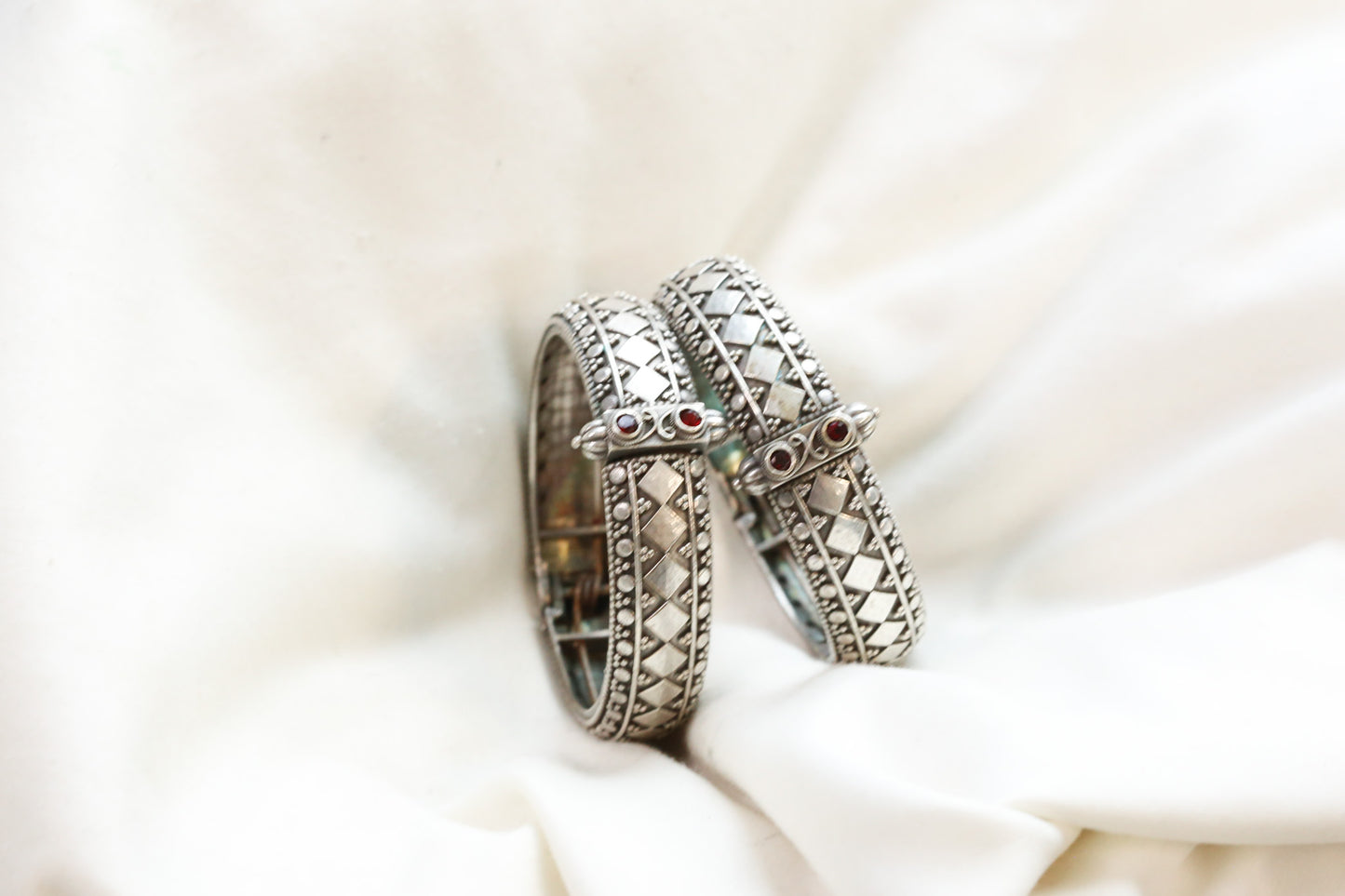 Lalita Silver Looka Alike Bangle  - Red