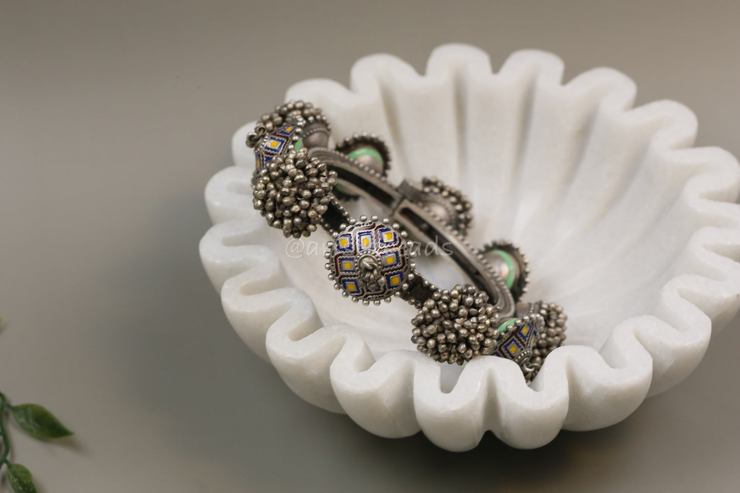 Ikkat Enamel Work Ghungaroo Bangle (B101-26) - 2.4 openable