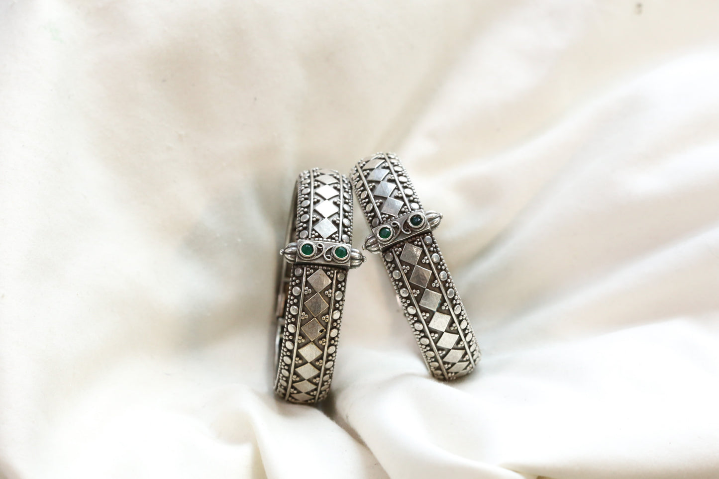 Lalita Silver Looka Alike Bangle  - Green