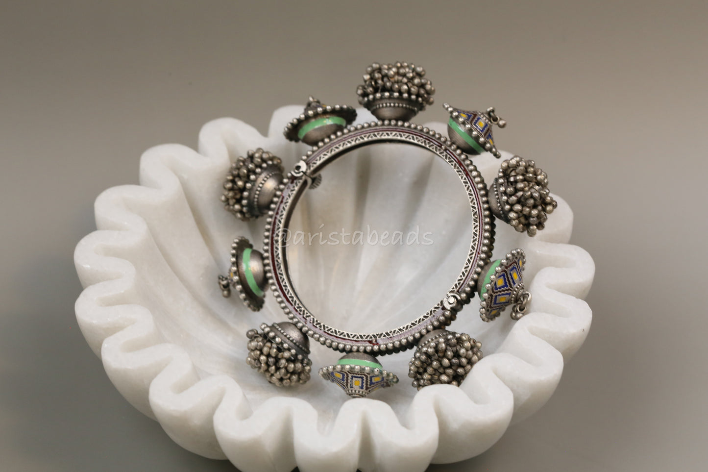 Ikkat Enamel Work Ghungaroo Bangle (B101-26) - 2.4 openable