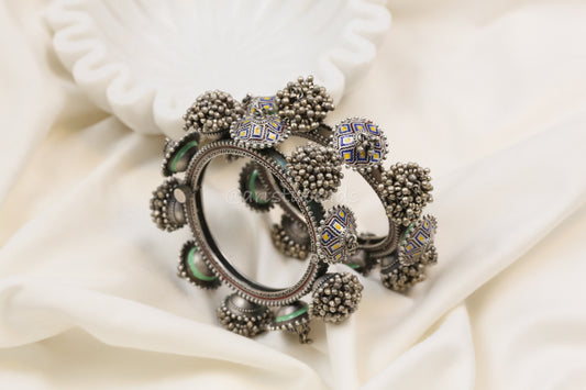 Ikkat Enamel Work Ghungaroo Bangle (B101-26) - 2.4 openable