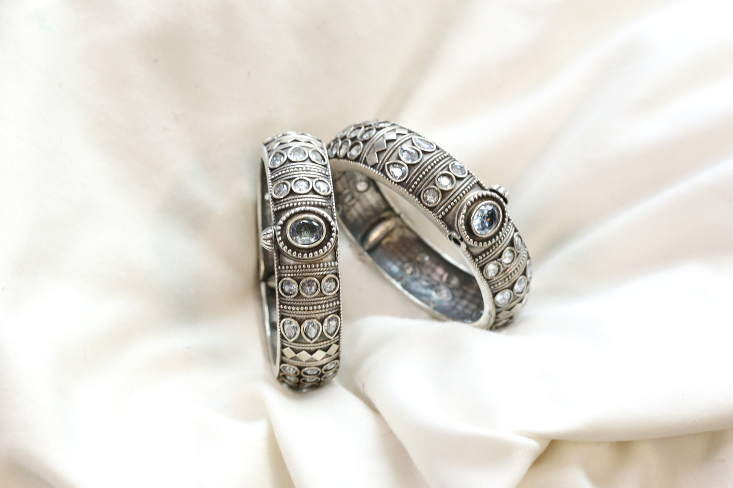 Mahi Silver Looka Alike Bangle  - Clear