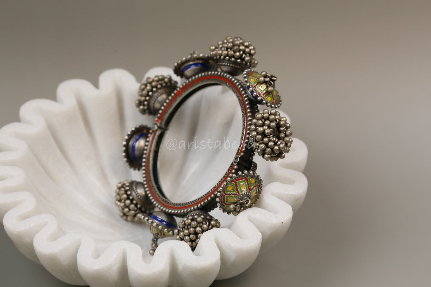 Ikkat Enamel Work Ghungaroo Bangle (B101-27) - Size 2.4 Openable