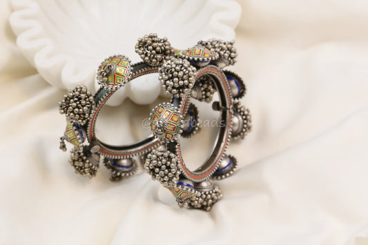 Ikkat Enamel Work Ghungaroo Bangle (B101-27) - Size 2.4 Openable