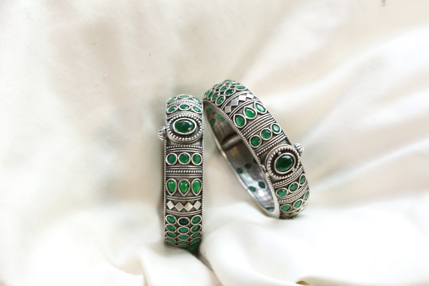 Mahi Silver Looka Alike Bangle  - Green