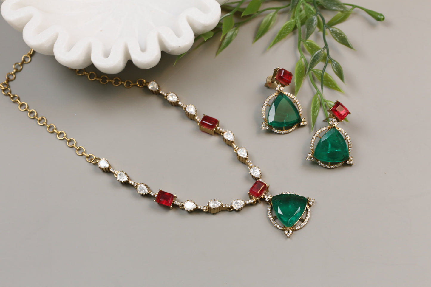 Ruchi Premium Red & Green Doublet Set (104-42)