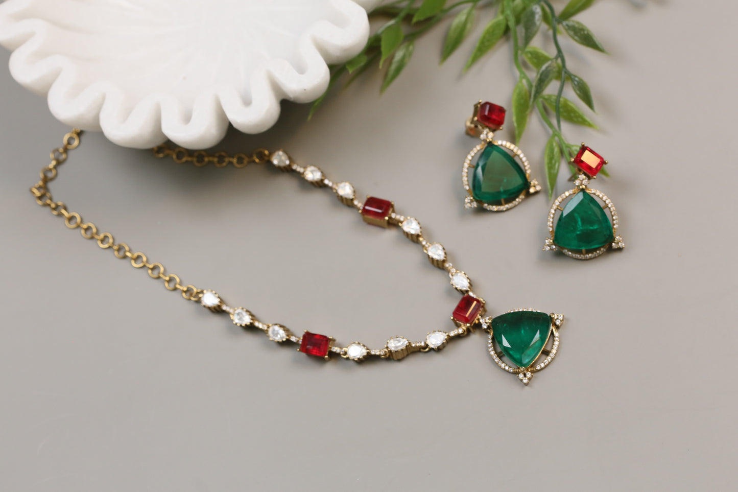 Ruchi Premium Red & Green Doublet Set (104-42)