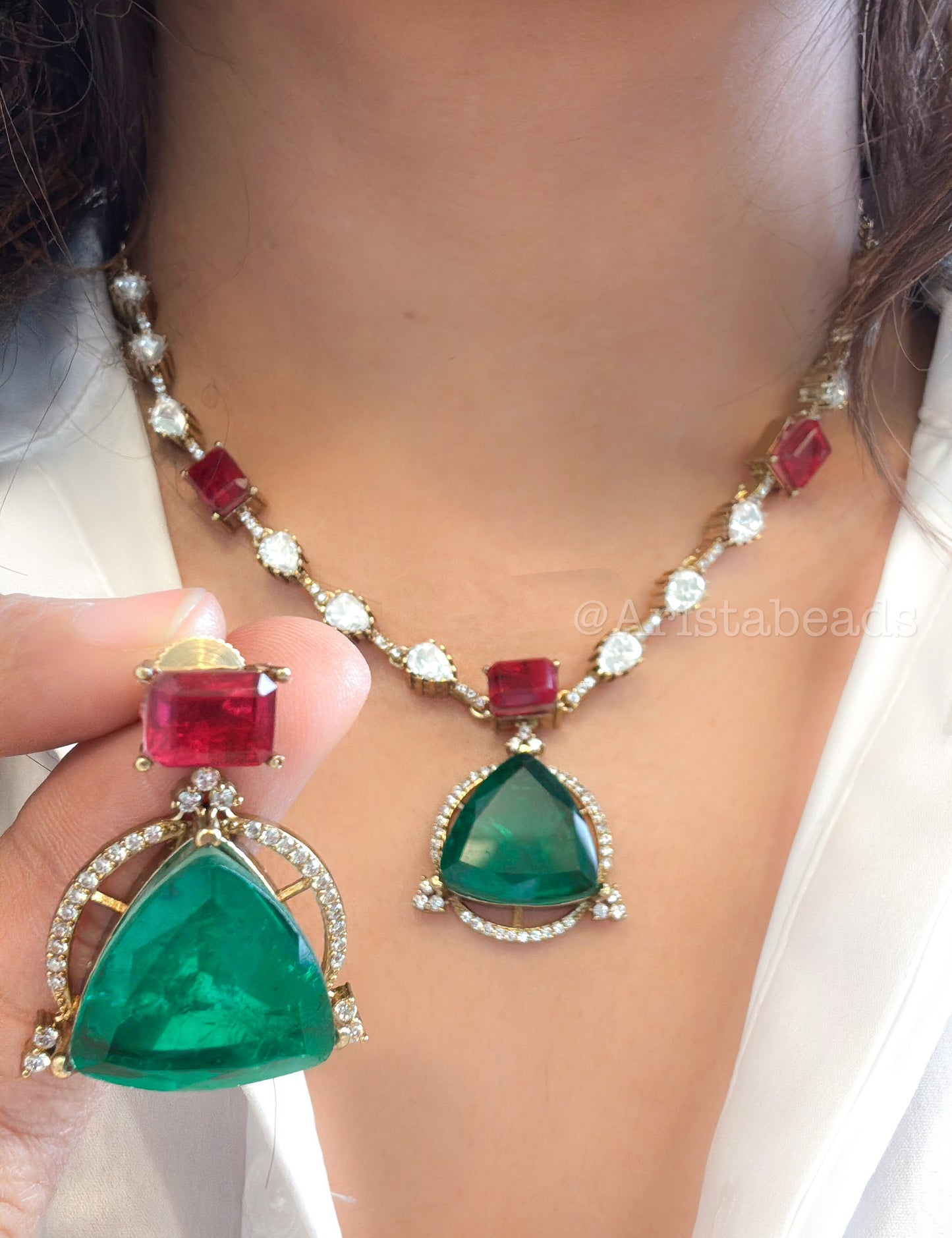 Ruchi Premium Red & Green Doublet Set (104-42)