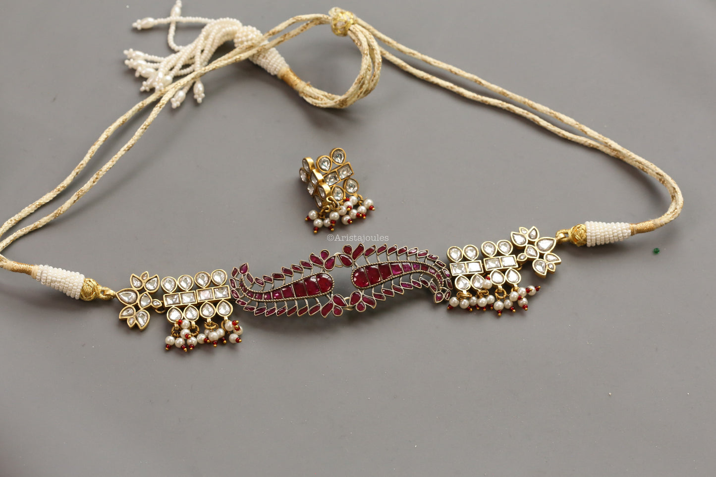 Designer Kalagi Dual Tone Kundan Necklace Set