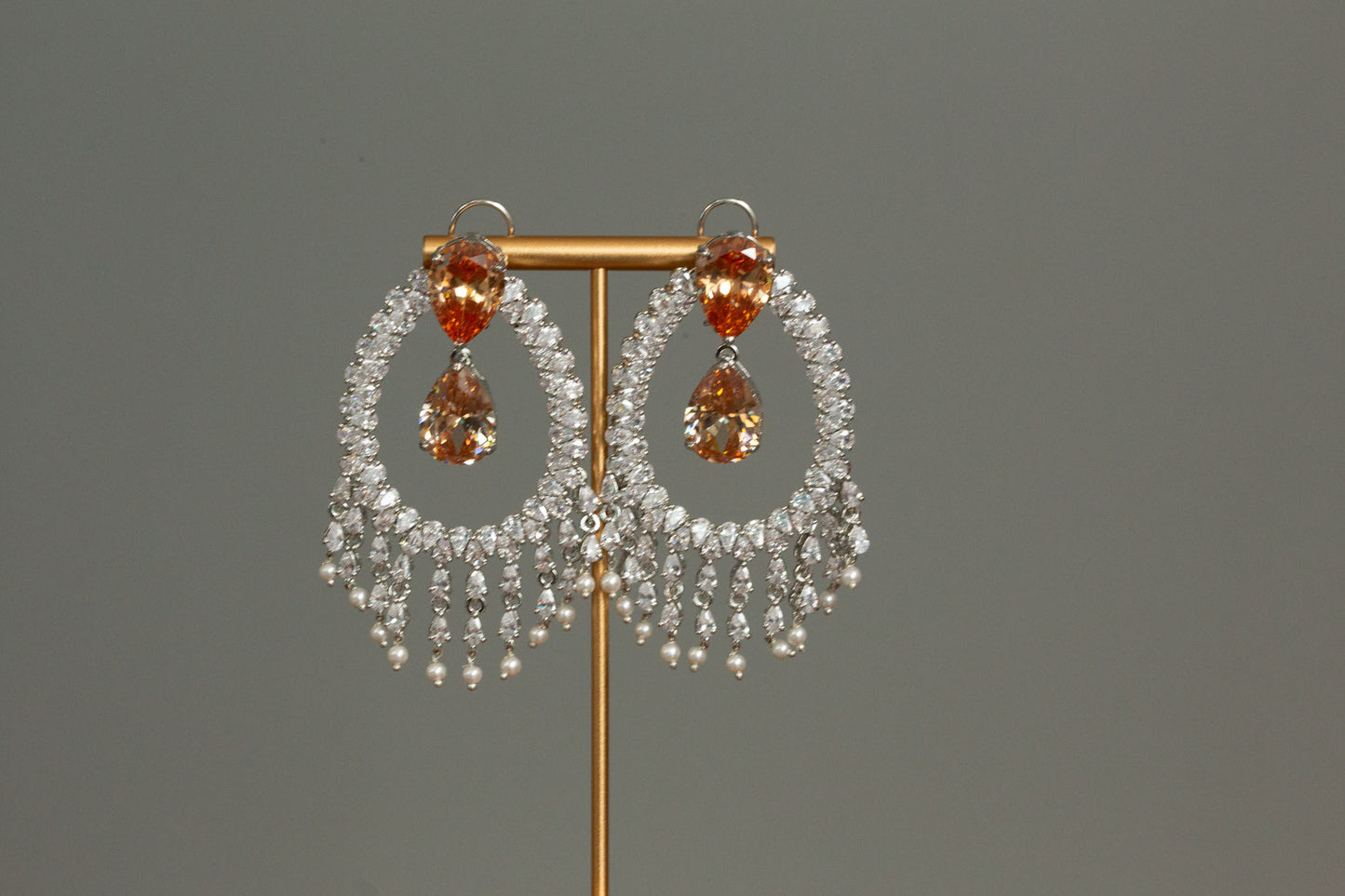 Alia Bhatt CZ Earrings - Champagne