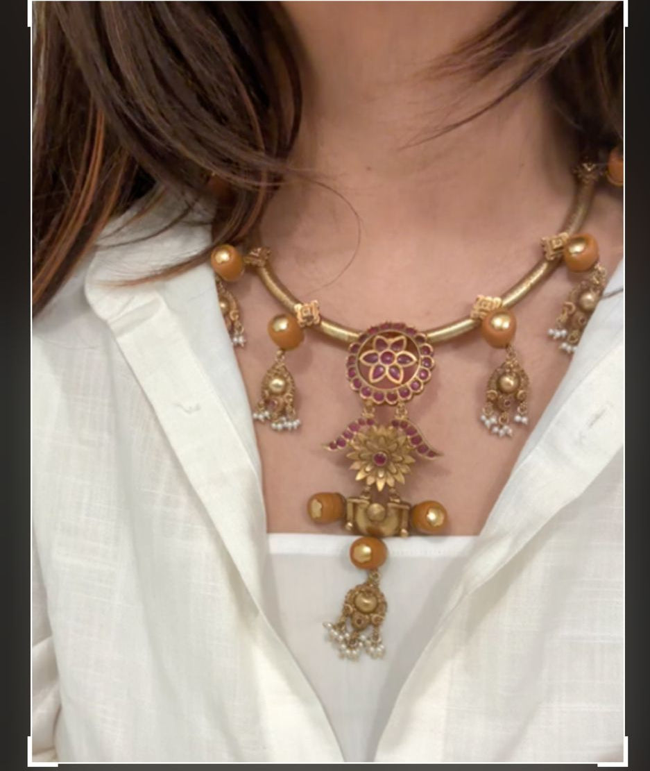 925 One Of A Kind African Coral Kemp Temple Hasli Necklace