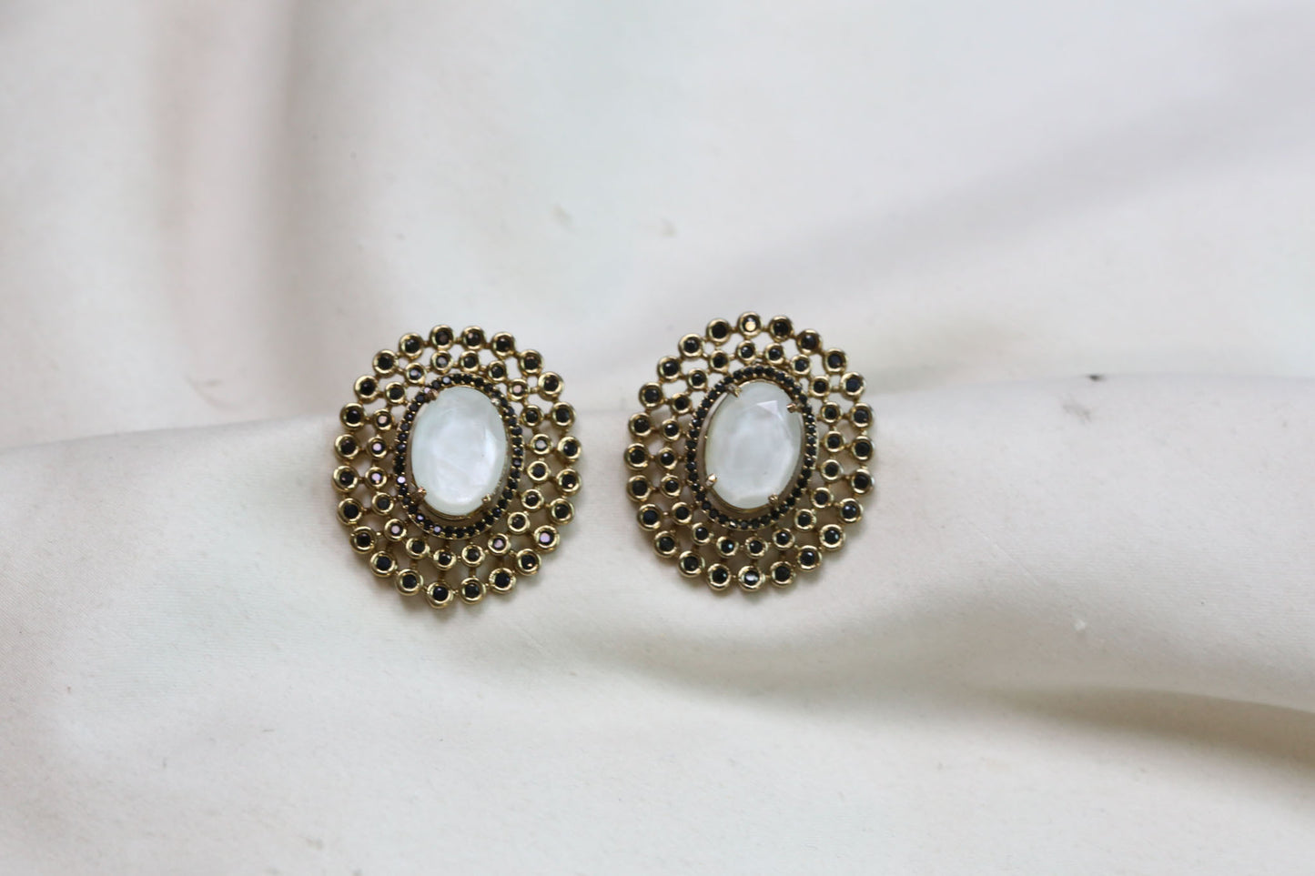 Sugar Stone Black CZ Studs - Ivory