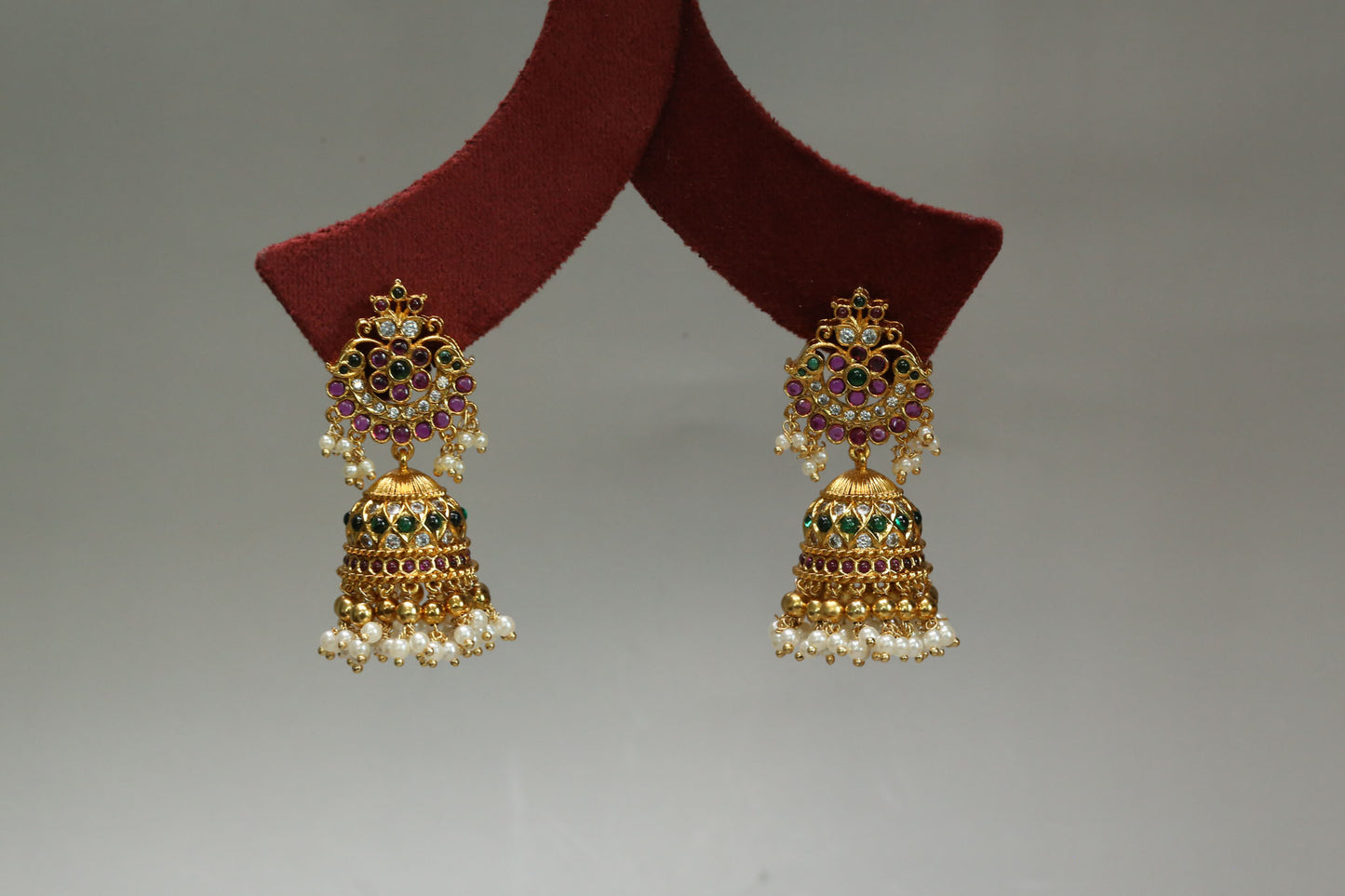 Hetal Temple Jhumka - Ruby Green