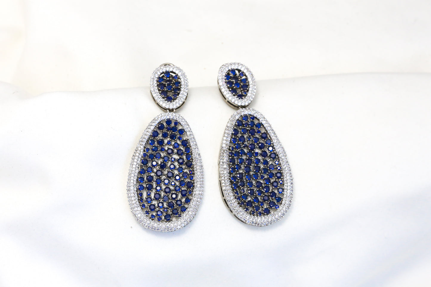 Contemporary CZ Earrings - Blue