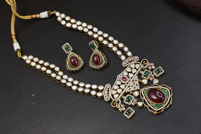 Victorian Moissanite Look Polki & Pota Doublet Set - Multi