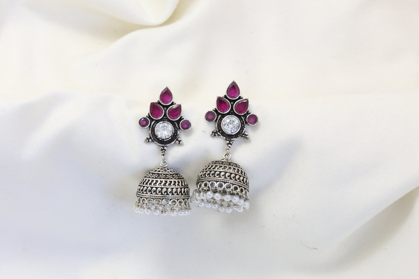 Karnika Oxidized Jhumka - Ruby
