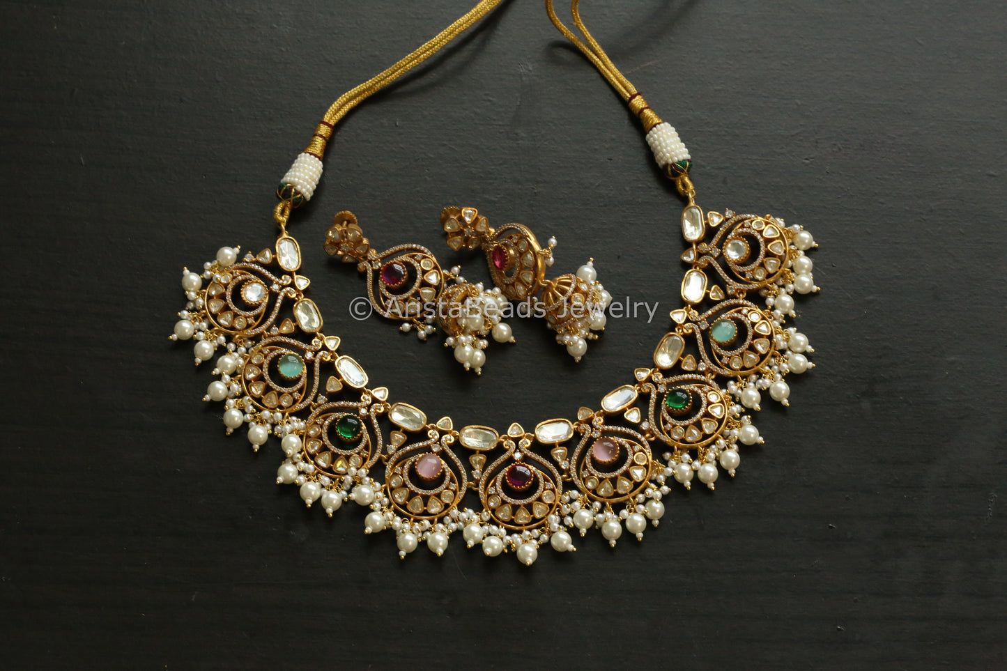 Real Moissanite Chand Necklace Set