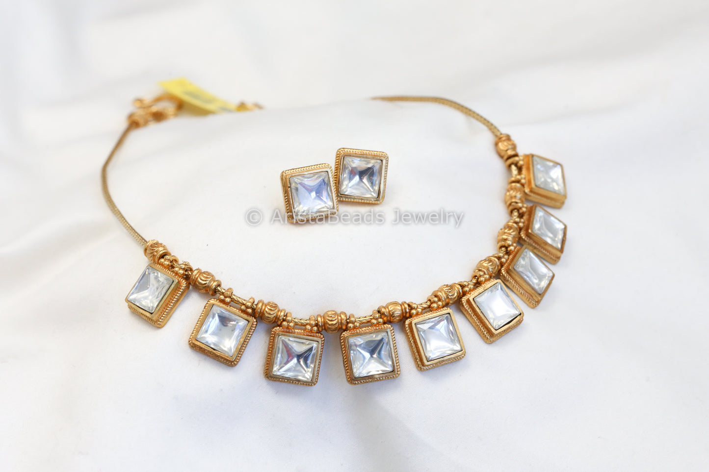 Clear Kundan Poki Necklace Set (ABJ-N101-25)