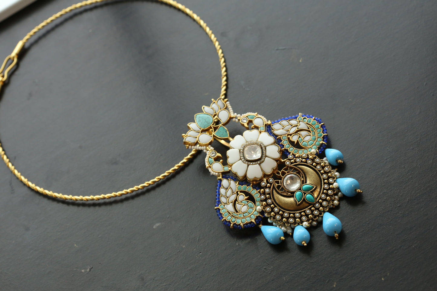 Jadau Fusion Turquoise Necklace Set