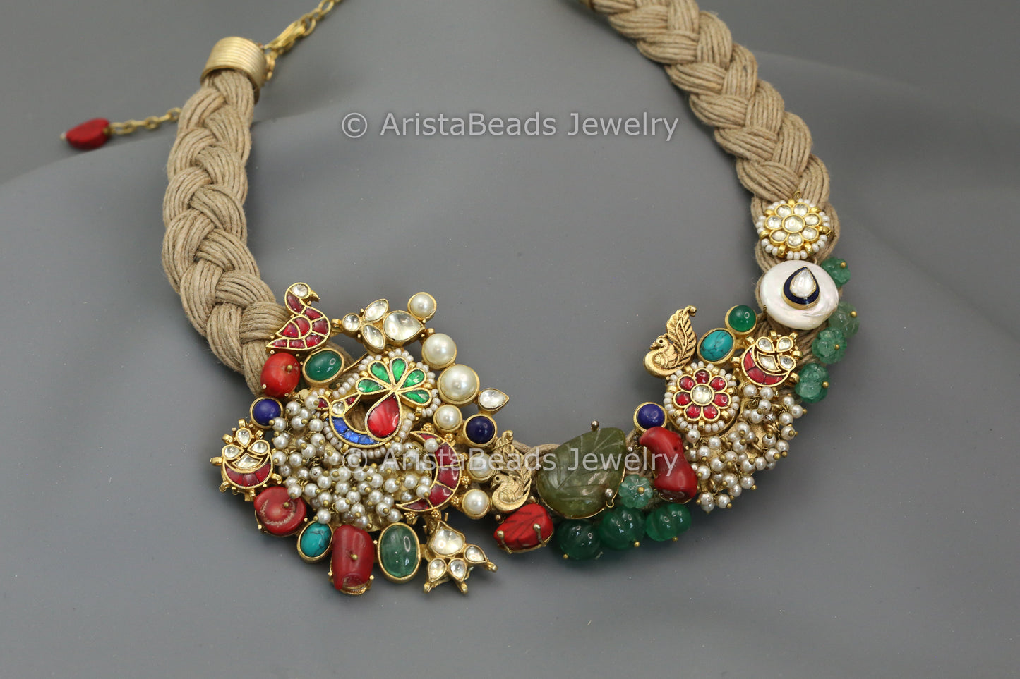 Designer Fusion Jadau & Semiprecious Stones Necklace