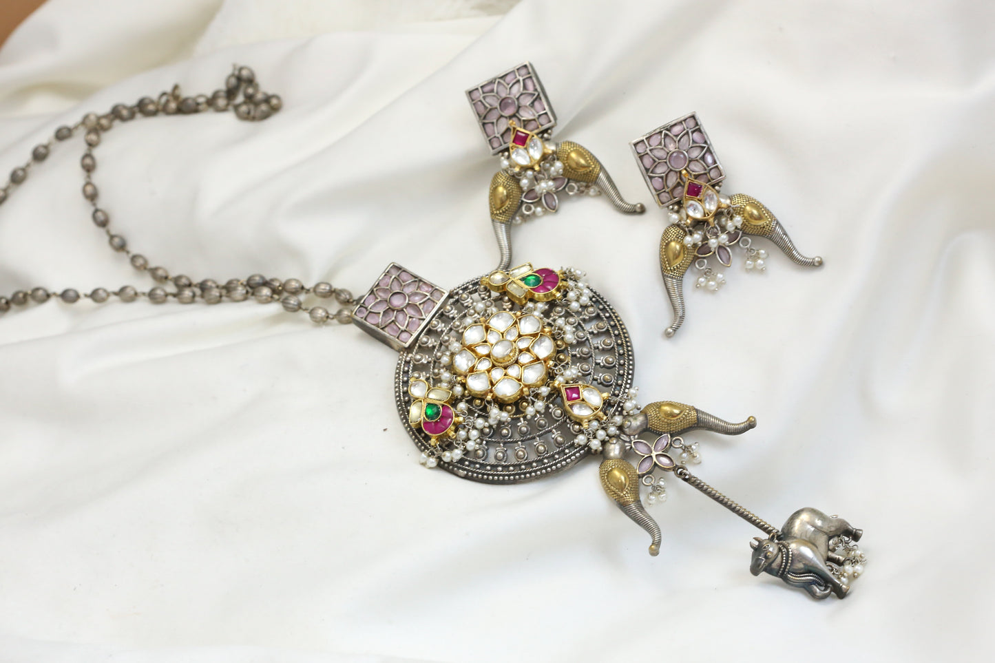Fusion Kundan Dual Tone Necklace Set
