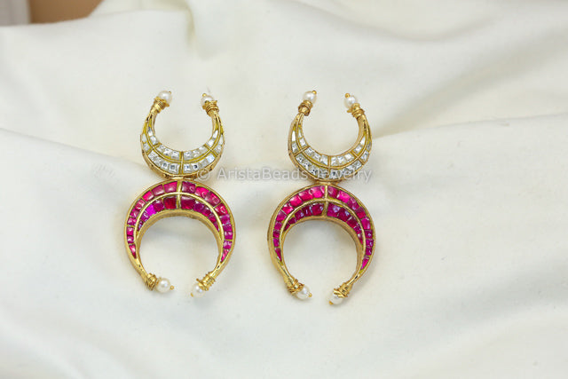 Contemporary Chand Earrings - Ruby Clear