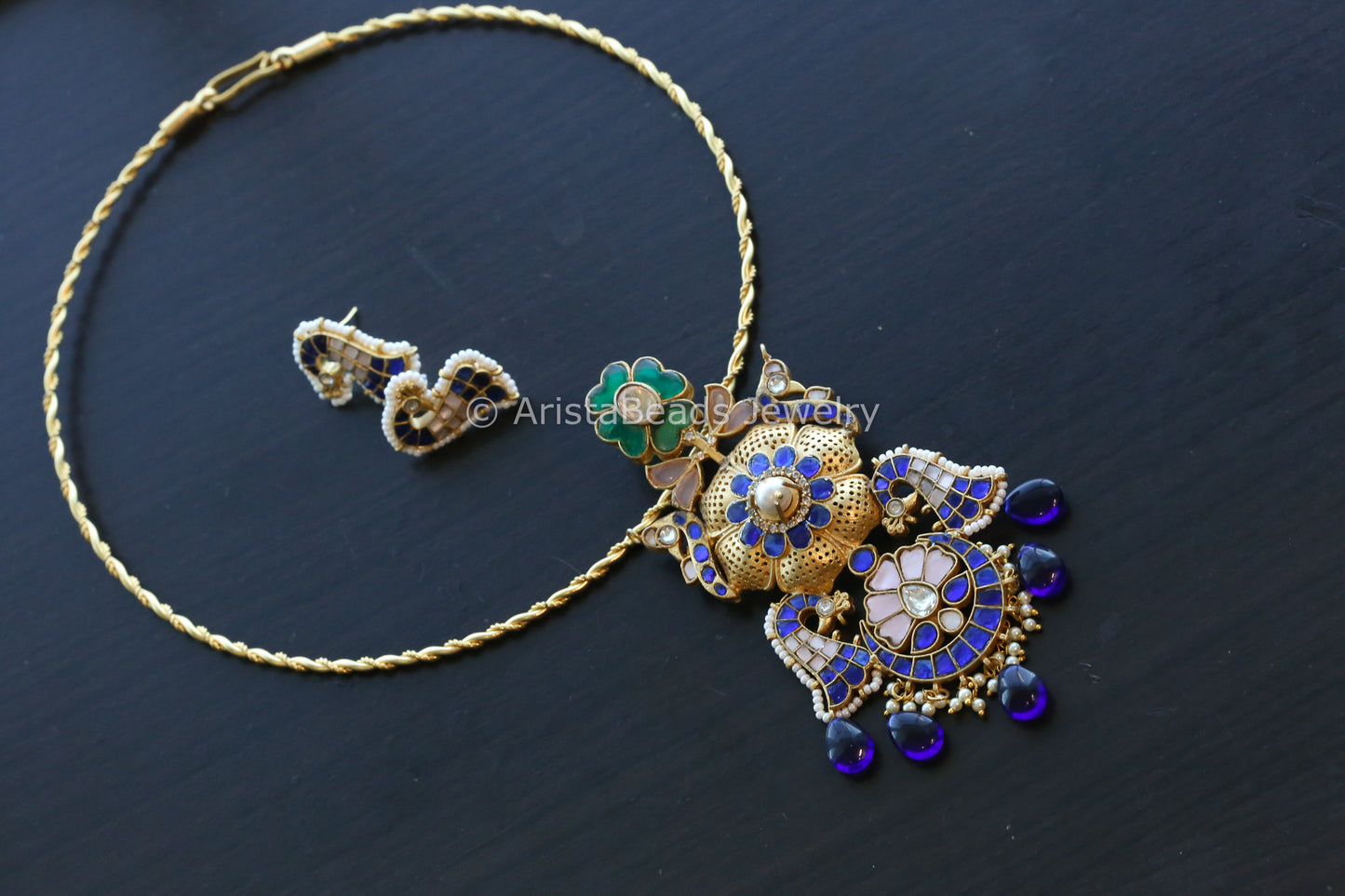 Handmade Fusion Jadau Kundan Hasli Set (ABJ-FP101-2)